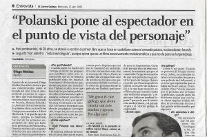 El Correo Gallego, entrevista a Diego Moldes, Roman Polanski, recorte, 27.04.2005